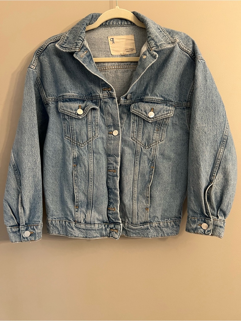 Anthropologie Pilcro Weston Oversized Denim Boyfriend Jacket Light Wash XXS